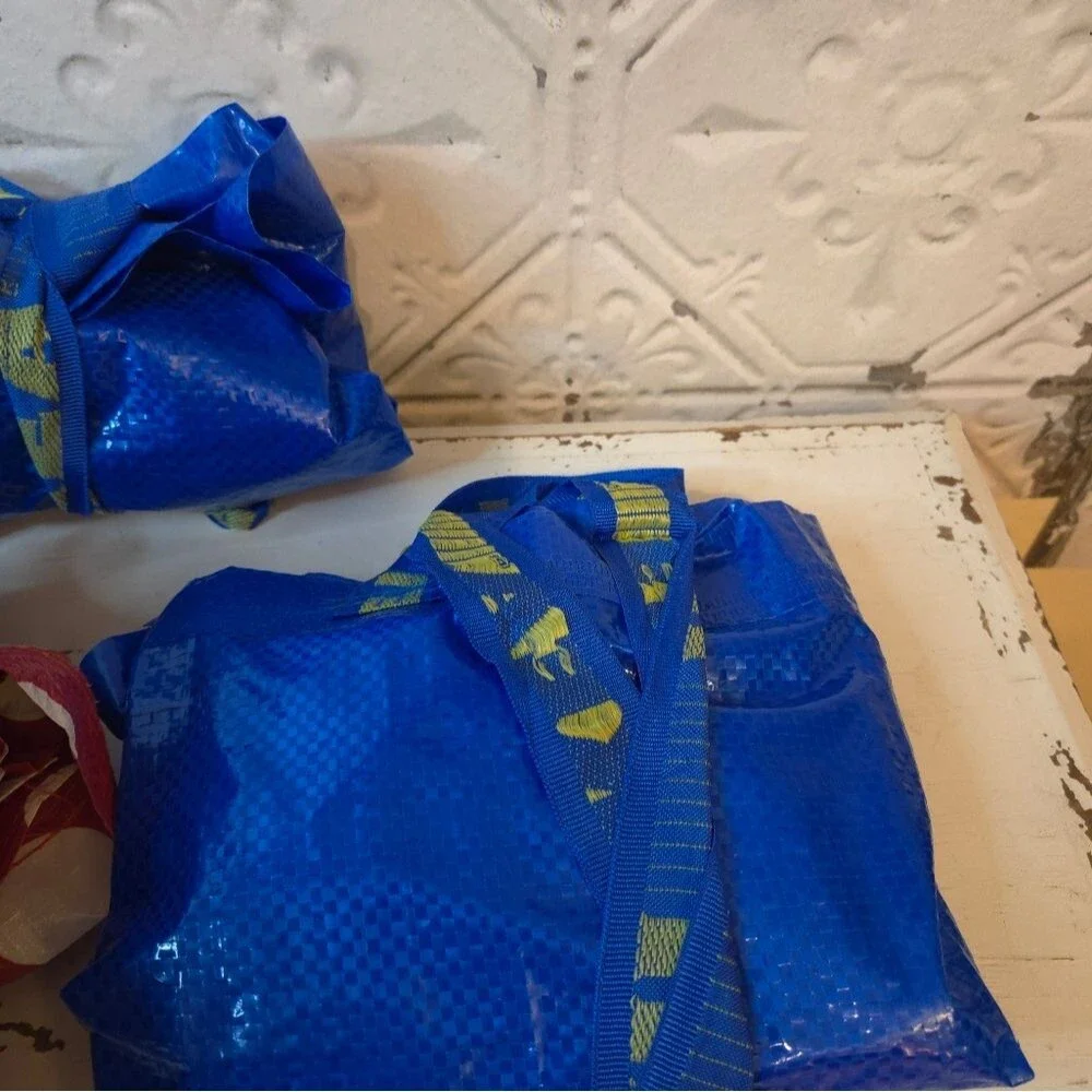 IKEA FRAKTA Used Bags 3 each 1 Red/White  and Blue Reusable Tote Bags